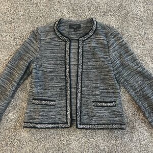 Talbots Women's Tweed Boucle Trim Black and White Jacket Blazer